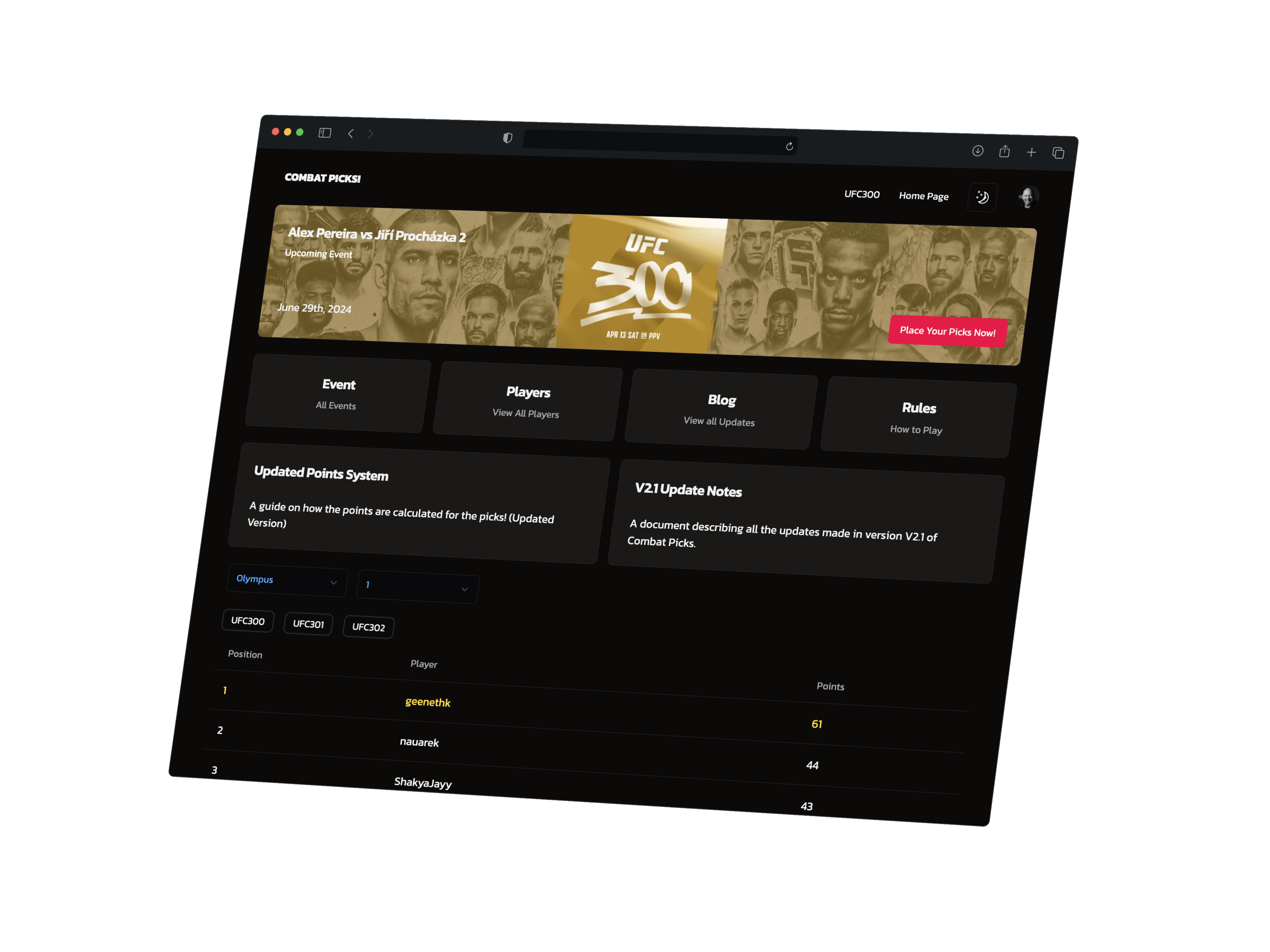 Combat Picks App Preview